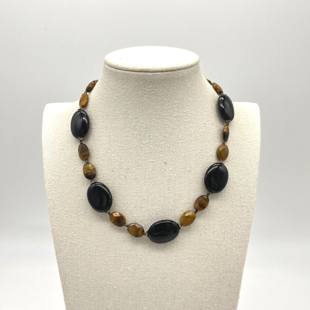 Black & Brown Beaded Necklace Costume Jewelry Fashion Accent‎ Chunky Statement